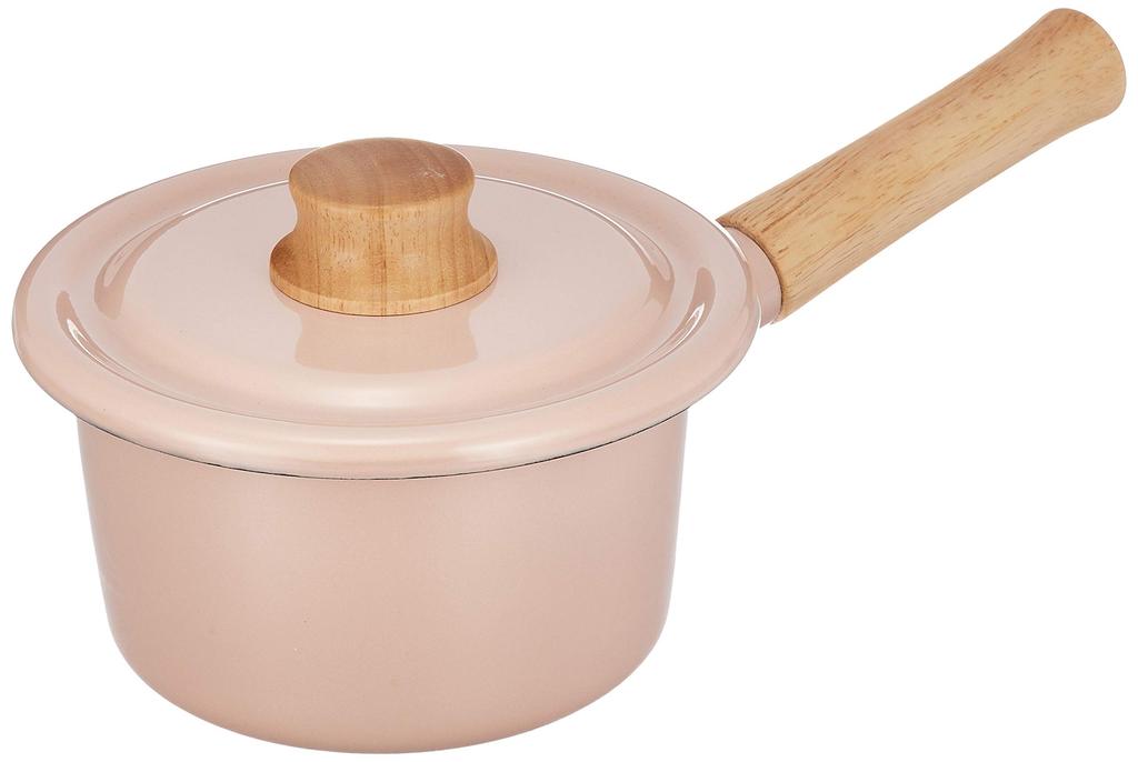 Fuji Emaille Milchtopf mit Einzelgriff Cotton Serie Aschrosa 14cm CTN-14M.AP