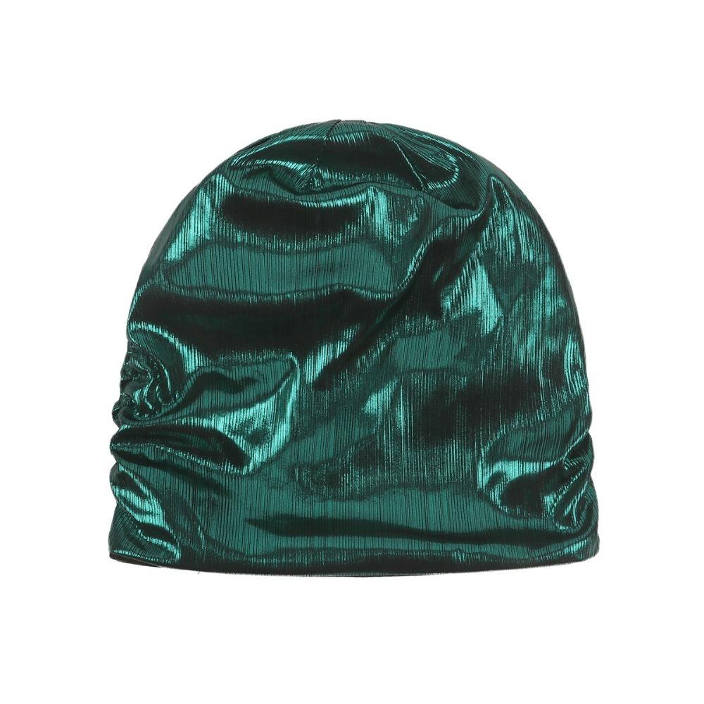 Solid Color Metal Color Hat Elastic Sleeping Night Cap Simple Pullover Cap  Streetwear