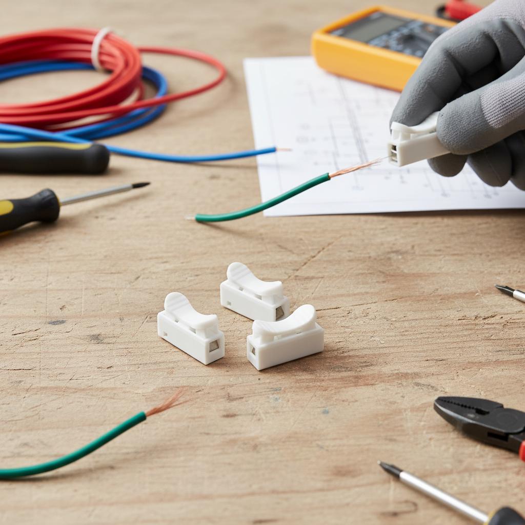 20Pcs CH2 Spring Quick Wire Connector Cable Clamp Terminal Block LED Strip Light Electrical Tapes Cable Clamp Tools