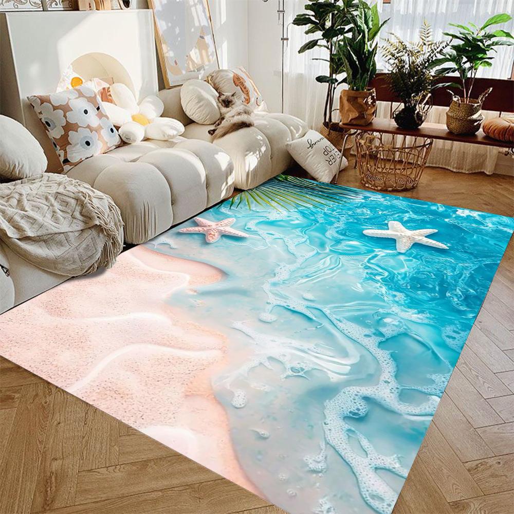 Kreativní koberec s tématem pobřežních pláží Obývací pokoj Domácí dekorace Koberec pod pohovku Kobereček k posteli do ložnice Podložka pod konferenční stolek do kuchyně Dveřní rohožka