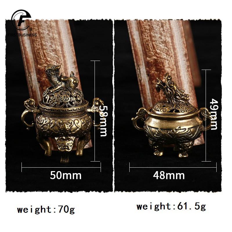 Pattern Three Foot Incense Burner Censer Exquisite Small Statues Copper Statue Brass Carved Animal Dragon