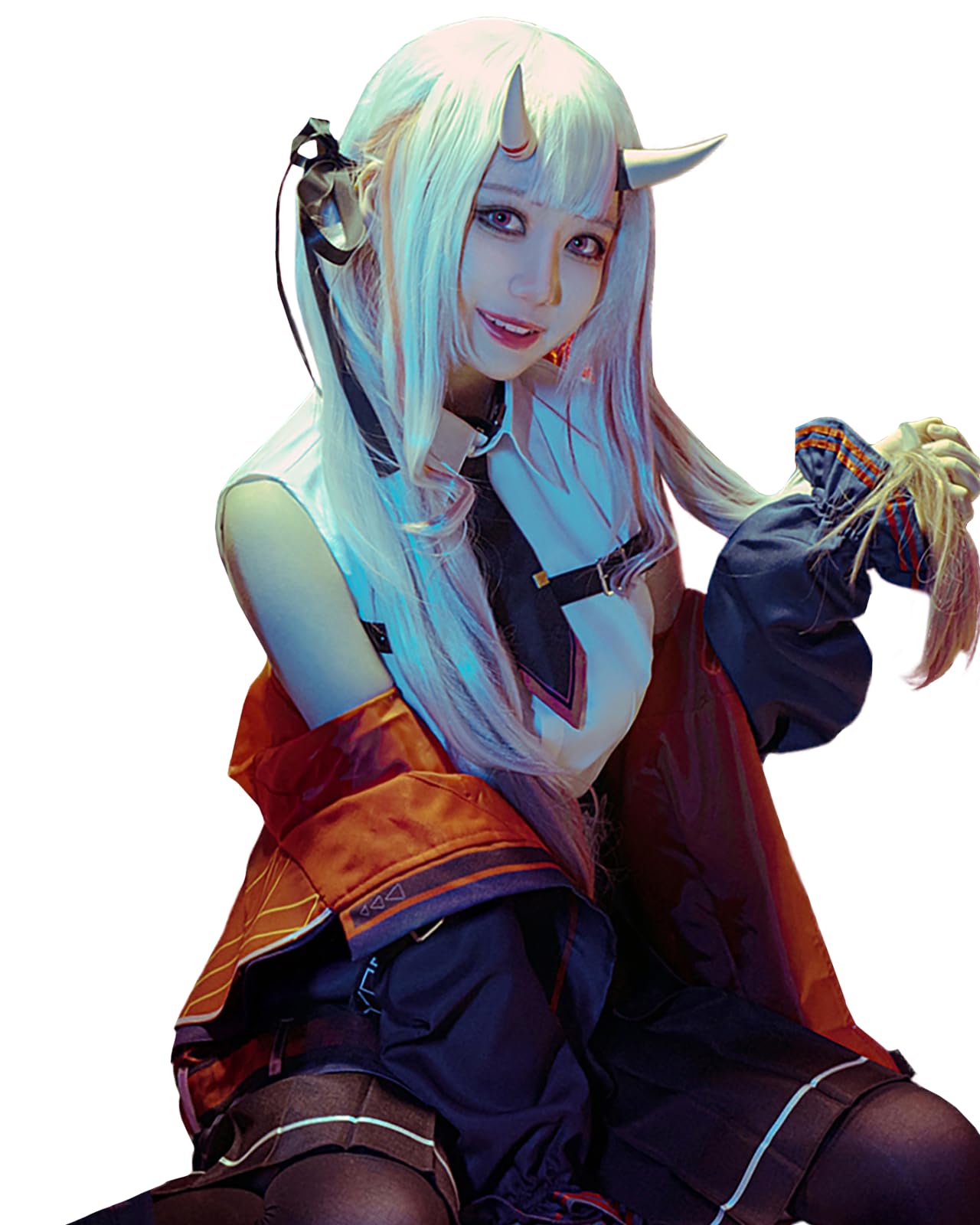 

[Milky Time] Костюм для косплея Hololive Hyakki Ayame для женщин, Хэллоуин, Девушка-демон, Повседневная одежда, Накири Аямэ (Костюм)