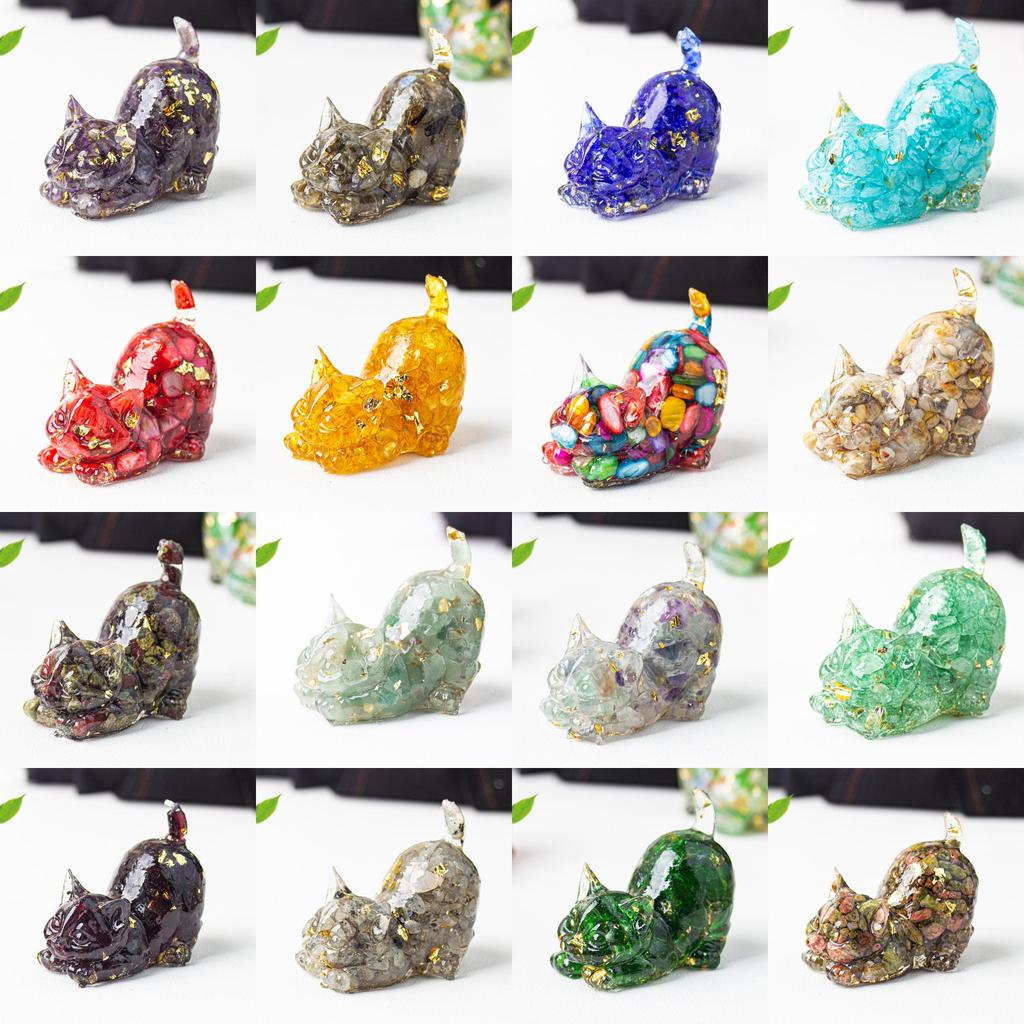 Crystal Resin Cat Figurine With Bright Colors For Home Office Decor And Gift Ideas