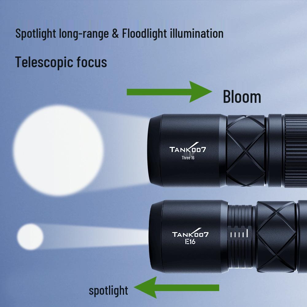 3W Mini Magnetic LED Flashlight, Portable & Zoomable, Outdoor Direct Charging - E16