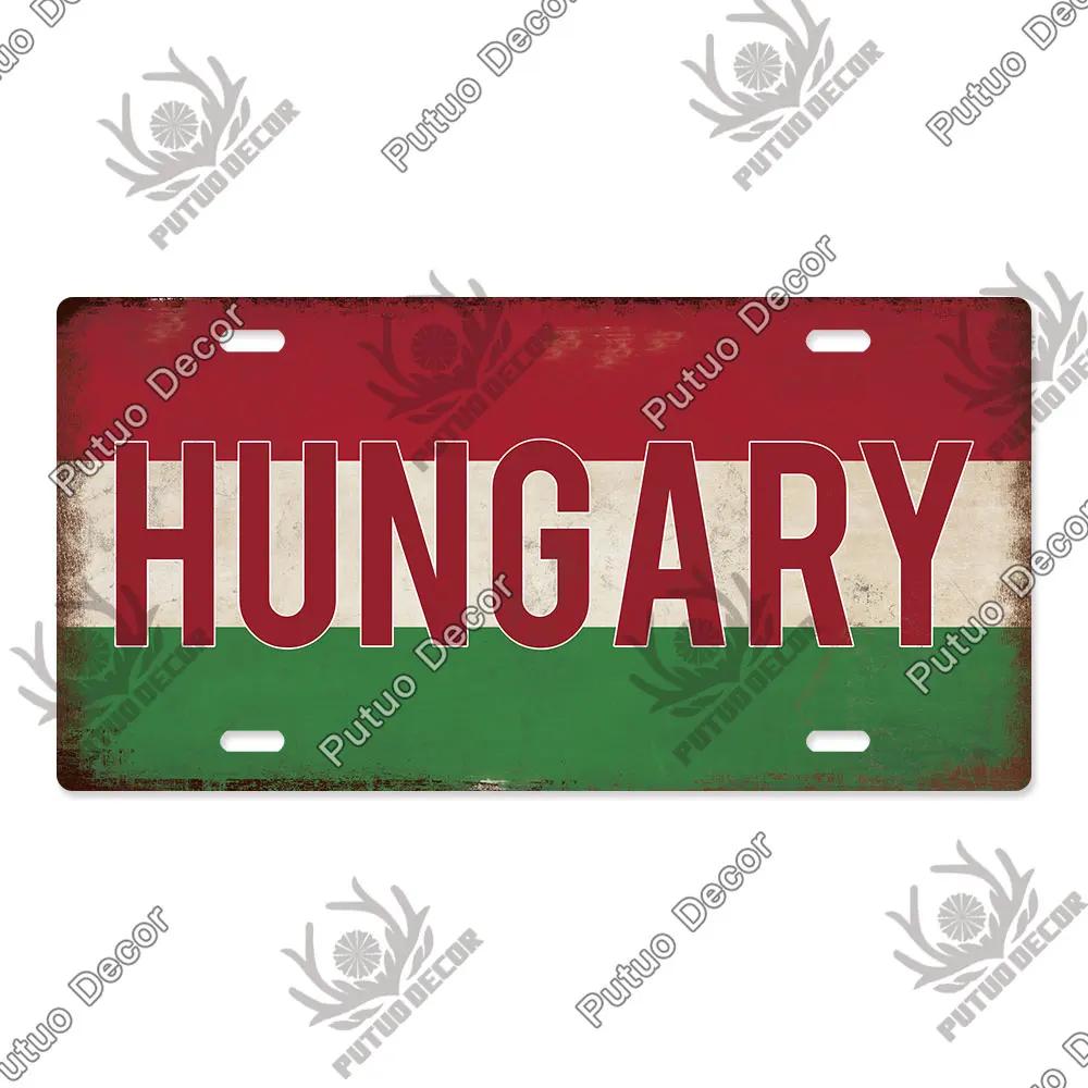 Putuo Decor National Flag Metal Sign Licenses Plate Plaque Metal Vintage for Garage Bar Pub Living Room Kitchen Wall Decoration