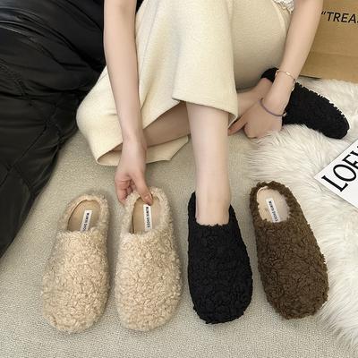 Ms. Baotou Lightweight and Comfortable a Footstirrup Heightening Winter Warm Cold Padded Non-slip Wear-resistant Leisure Cotton Semi-slippers