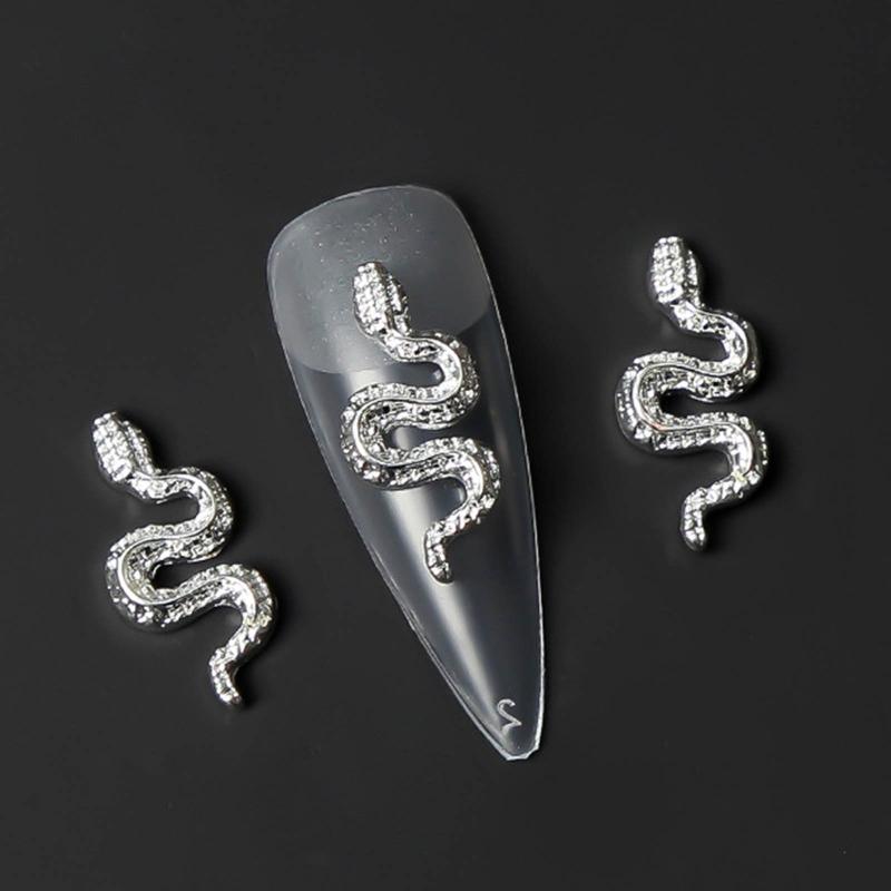 Snake Nail Art Charms 3D Nail Stud Manicure Glitter Alloy Nail Art Decorations