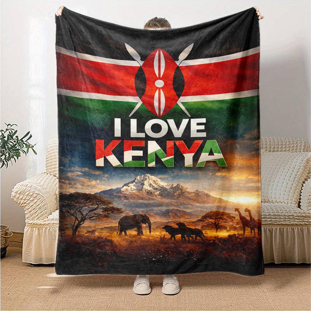 Kenya Print Flannel Blanket High Quality Warm Comfortable Cover for All Seasons Perfect for Gifts Home Decor