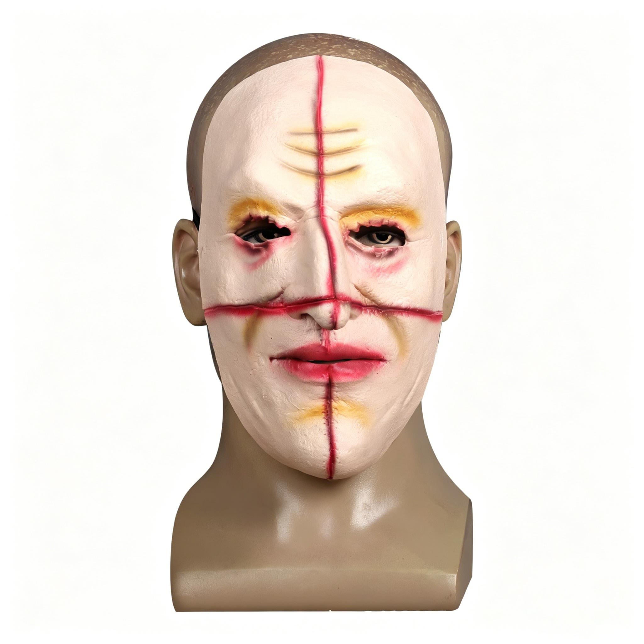 Cross-scarred man mask, horror haunted house escape room mask One size fits all adults бежевый