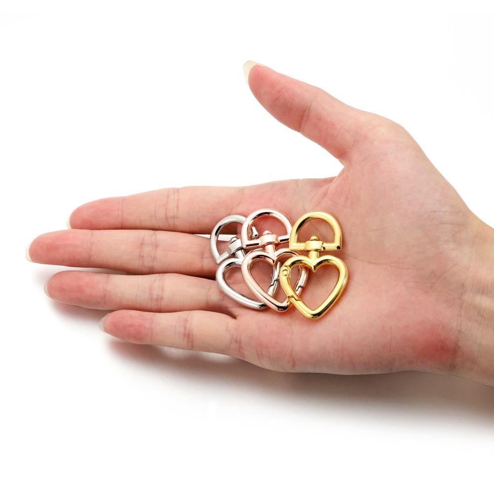 5Pcs/lot Peach Heart Shape Metal Lobster Clasp Hooks Key Ring Connectors For DIY Keychain Jewelry Making Supplies Accessories
