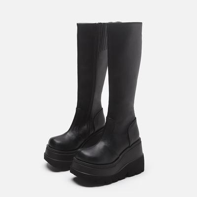 Classic Ladies Platform Boots Chunky Heel Wedges Mid Calf Women Boots Casual Brand Thick Bottom Winter Shoes Woman