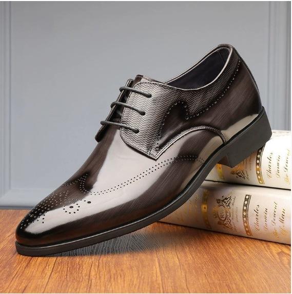 

Spot Express 7703 Men s Casual Business Foot Embroidered Pointed Leather Shoes 38 серый