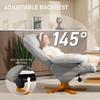 PU Leather Swivel Recliner Chair with Footstool, Wooden Base and Storage for Living Room, Light Grey