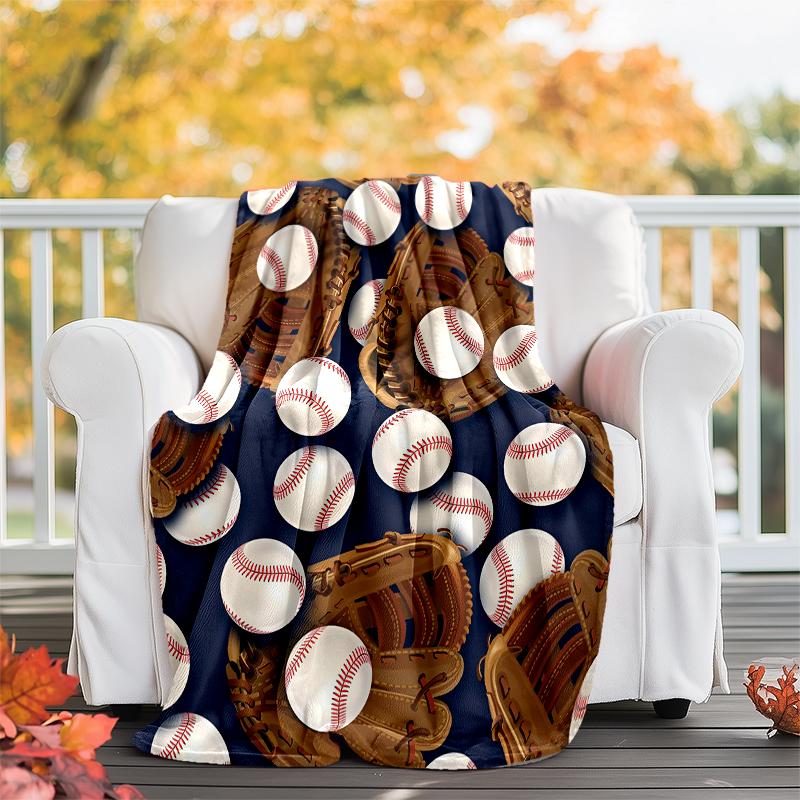 Baseball Theme Printed Blanket - Perfect for Couch, Bed, Travel & Outdoor Use | Machine Washable, Cozy & Durable.