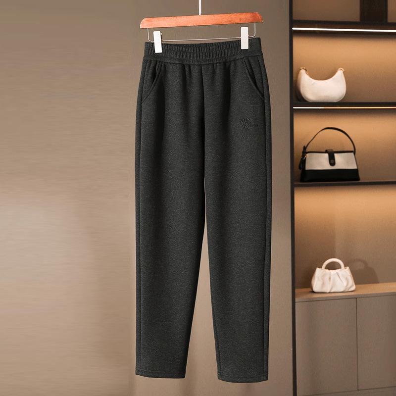 Mom s Woolen High-Waisted Velvet-Lined Pants - Winter Casual for Middle-aged & Elderly Women 3XL for 115-130 jin