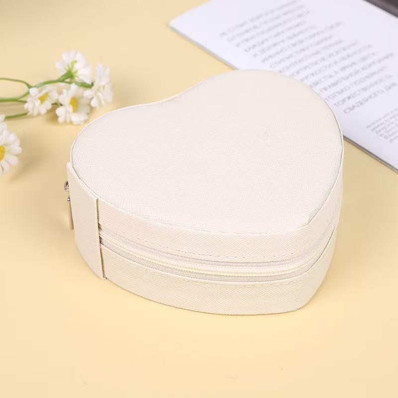 Herzförmige Schmuckaufbewahrungsbox aus PU-Leder für Ohrstecker - Tragbar und auf Lager