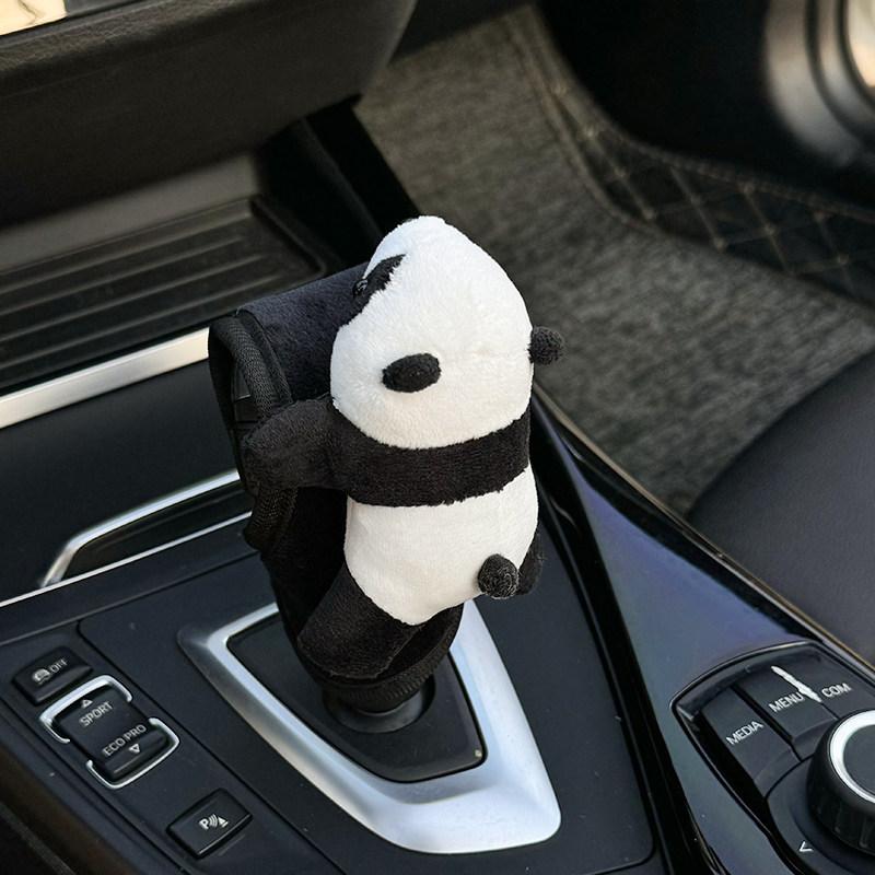 Cute Cartoon Panda Plush Universal Car Steering Wheel Cover Auto Seat Belt Cover Imitate Lamb Wool Winter Car Accessories