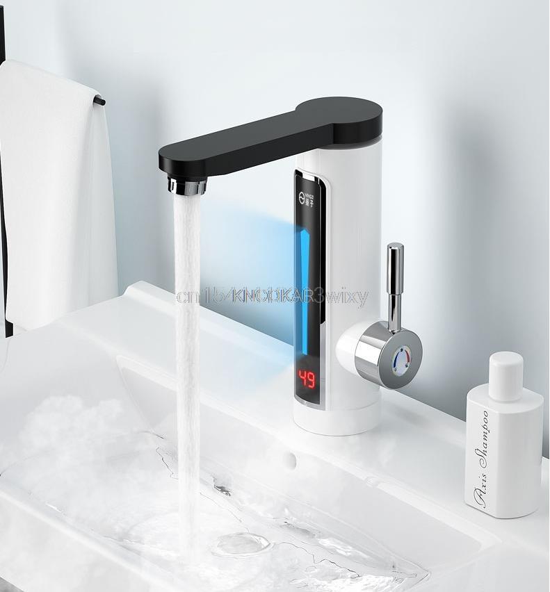 220V Instant Elektrische Boiler Kraan Tankless Verwarming Water Verwarming Kraan met Temperatuur Display Touch Schakelaar keuken UK Plug