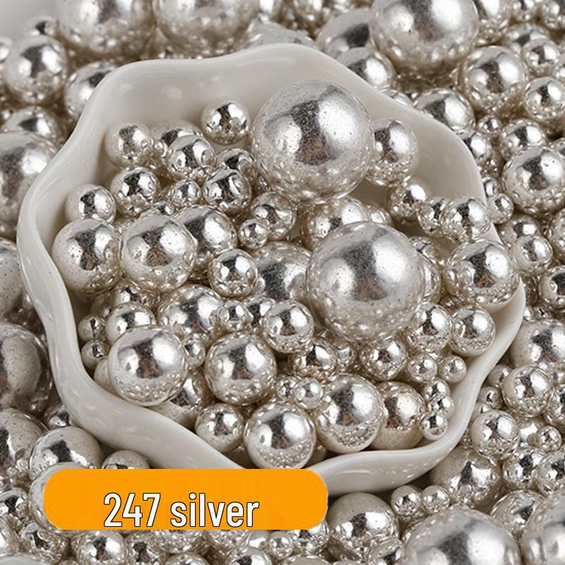 Decorações de Bolo de Pérolas de Açúcar Brancas, Douradas e Prateadas - Bolinhas Redondas para Confeitaria, Sorvete e Panificação - Pérolas de Açúcar Coloridas Mistas em Forma de Agulha.