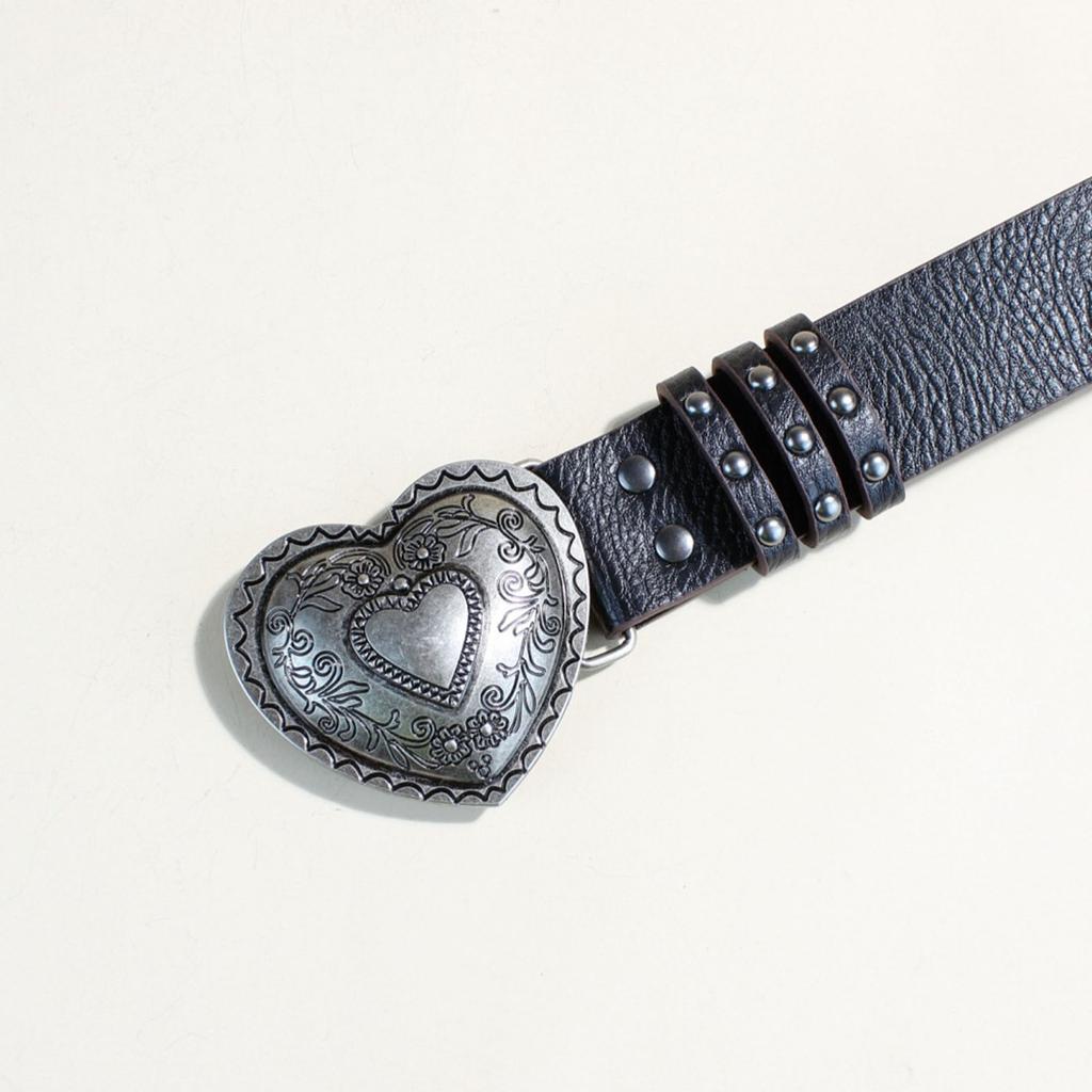 Gothic Waist Belt for Cowgirl Carved Silver Buckle Retro Silver Buckle Waist Chain Stylish Belt Fashion Accessories