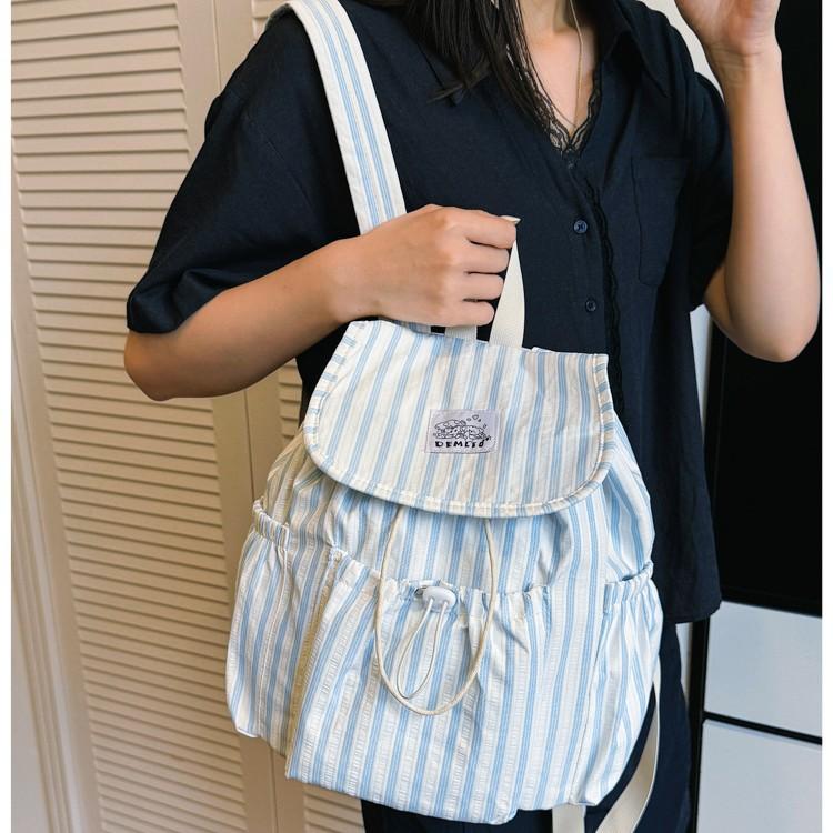 Schoolbag1011 autumn high-value striped backpack female college student commuting leisure small schoolbag outdoor small fresh backpack