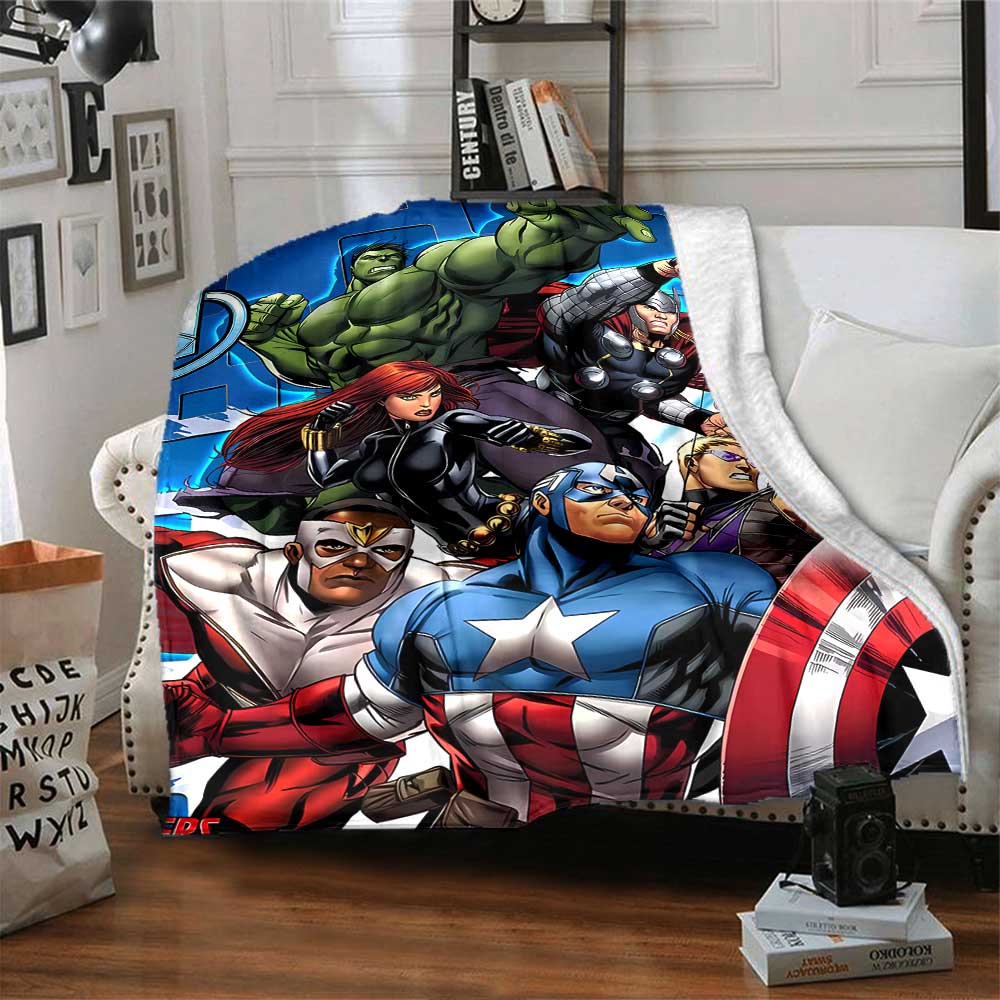 Superhero Team-Up Cozy Blanket Comfortable Ure Versatile for Sofa Couch Office Bed Picnics Ideal for All Seasons Digital Print Gifts For Family Y8