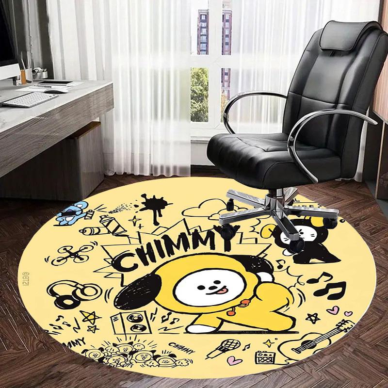 1pc Chimmy BT21 Character Artwork Round carpet, Made of Polyester,Perfect for Decorating Office Chairs, Living Rooms,Vibrant Decorative Rug