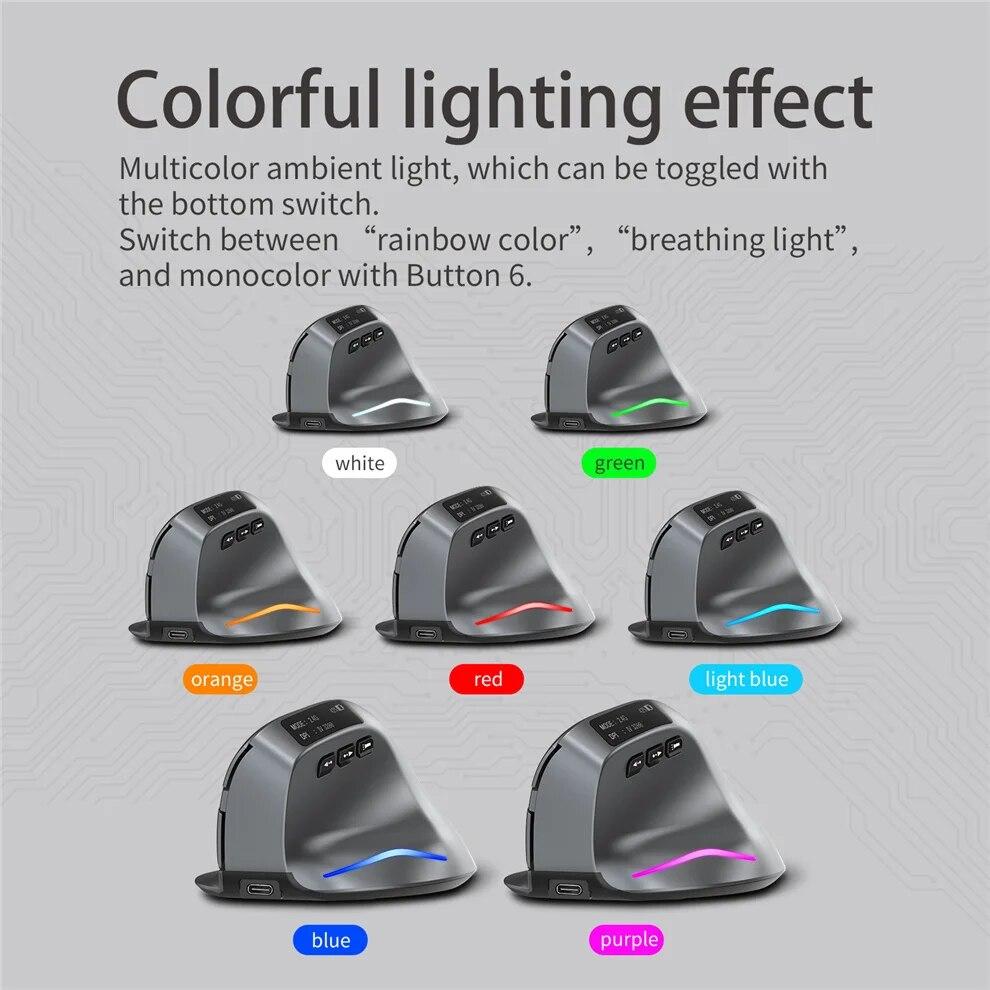 Wireless Gaming Mouse Rechargeable Bluetooth Mouse with LED Screen 2.4GHz/Bluetooth,3200DPI Wireless Gaming Mouse for Laptop,PC