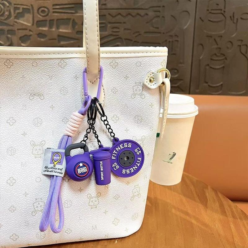 Fitness keychain Sports exquisite keychain bag pendant Men's and women's backpack pendant ins wind fitness dumbbell pendant