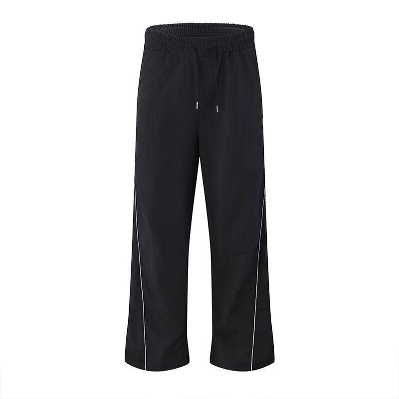 American straight casual pants men's and women's trend ins loose wide-leg trousers summer breathable elastic waist overalls