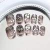 Obsidian Galaxy Black Diamond Press-On Nails: Luxury Reusable Stickers with a Radiant Starry Sky Design.