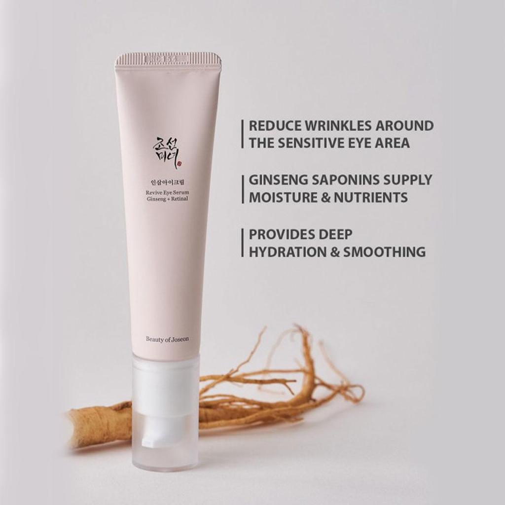 Beauty of Joseon Krem pod oczy z żeń-szeniem 30ml, Długotrwałe Nawilżenie, Łagodzi Suchość, Delikatna Formuła, Nie Tłusty, Codzienna Pielęgnacja Okolic Oczu, K-Beauty, Koreański Makijaż