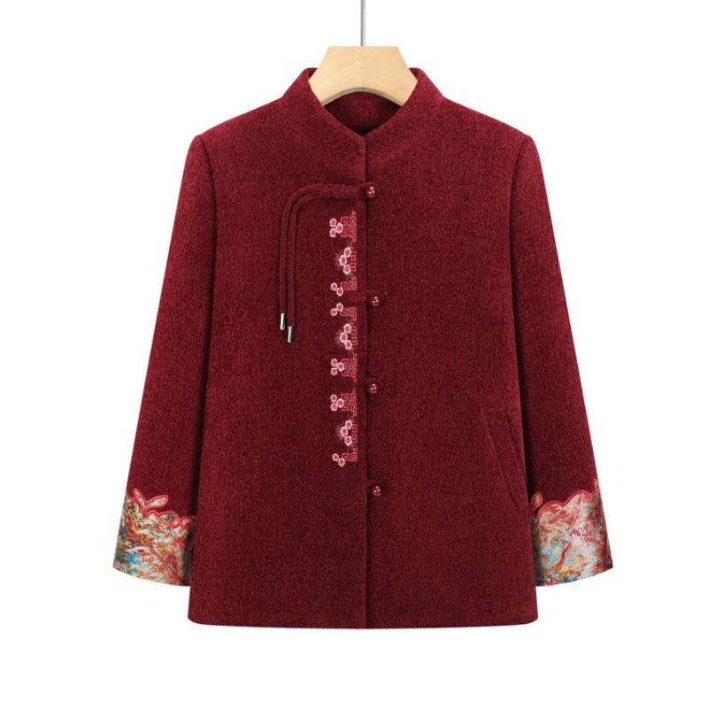 Old Man Winter Coat Mother Winter Clothes Old Lady Stand-up Collar Fleece Thickened Coat Top