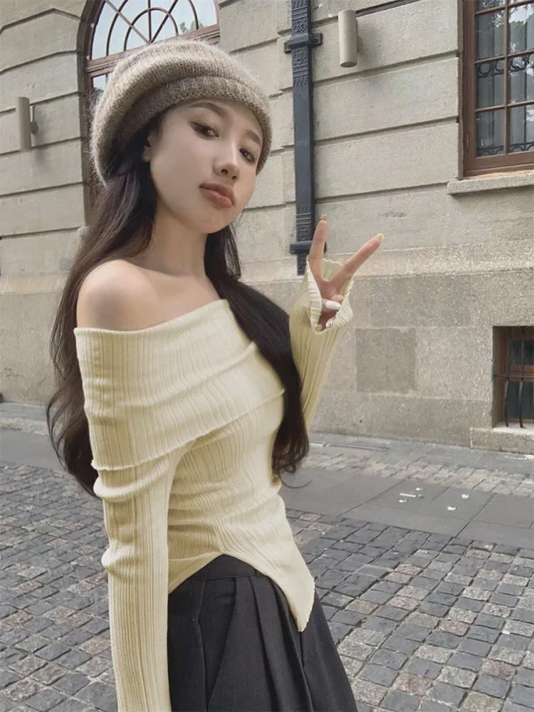 Women's Sexy One-Shoulder Long-Sleeve Slim Fit Top