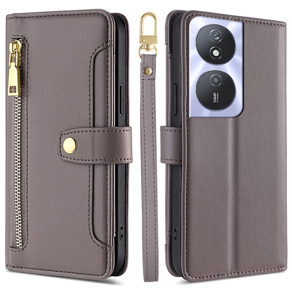 

Для Honor Play 50 Plus 5G/Play 8T 5G/X7b 4G/90 Смартфон Чехол Карман на молнии Искусственная кожа Кроссбоди Чехол Grey