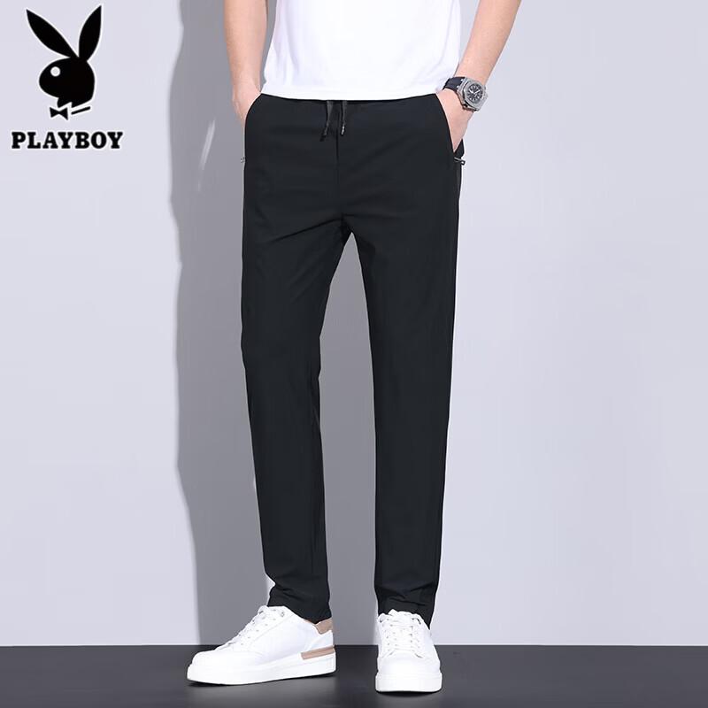 PLAYBOY Men s Ice Silk Straight-Leg Casual Pants 40 чёрный