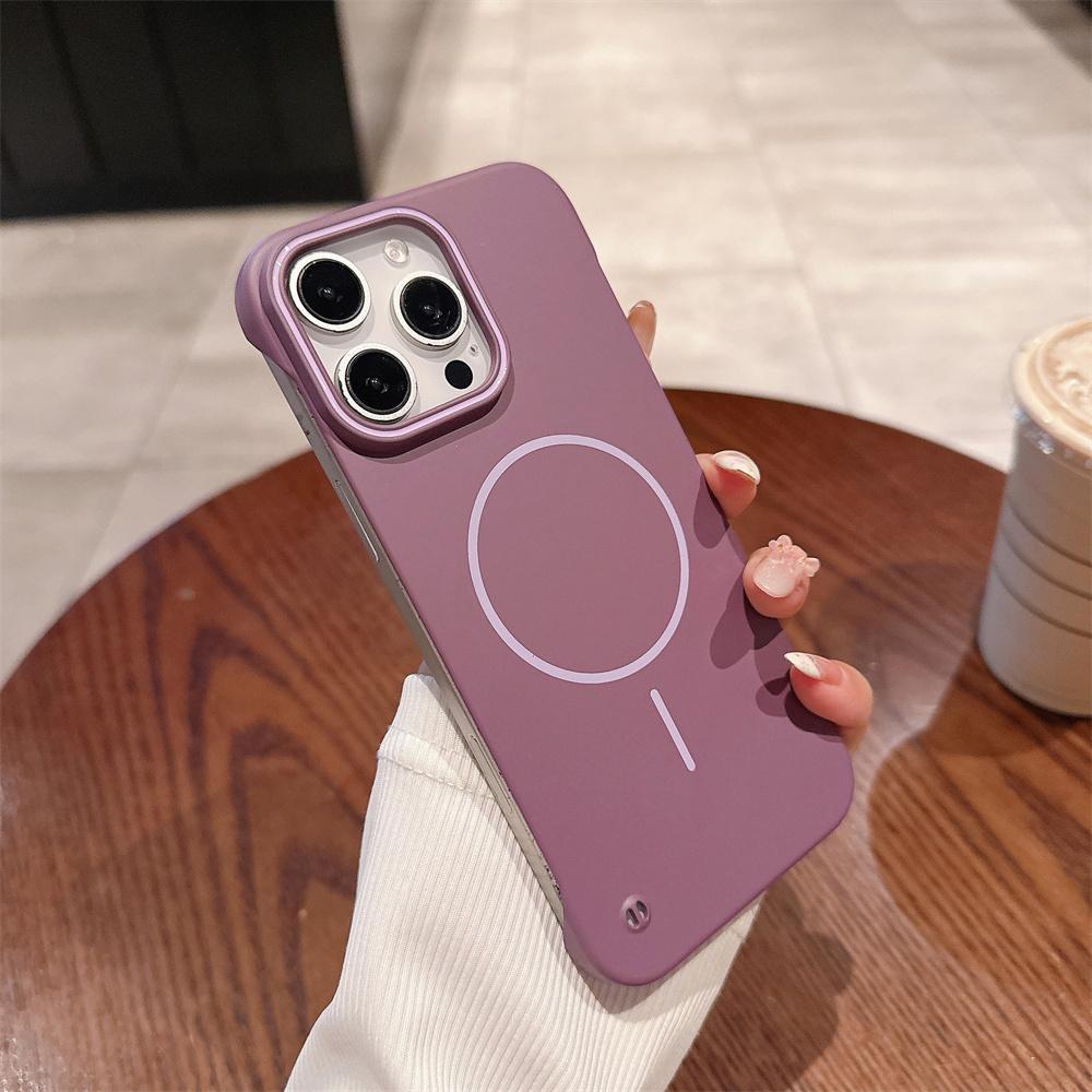 Matte Slim PC For Magsafe Frameless Phone Case For iPhone 16 15 14 Plus 12 13 Pro Max Wireless Charging Borderless Hard \ ;[ iPhone 16