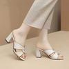 Fashion Hot Selling Summer Shoes Women Thick High Heels Peep Toe Sandals 2025 French Style Korean Casual Outddor Roman Slippers Pumps