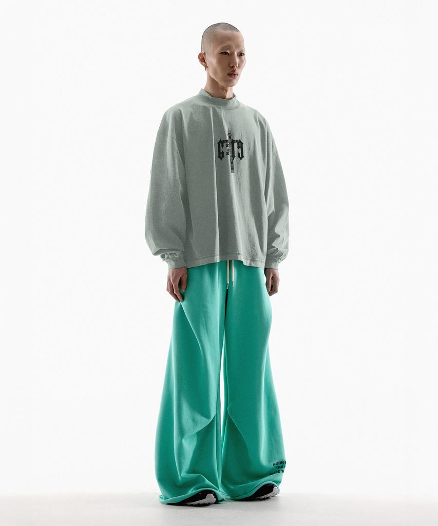 Paensyo 6:19 Cross Mock Neck Long Sleeve - Sage