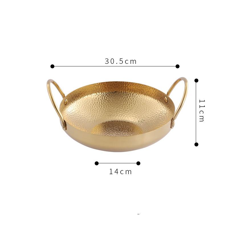 Deep Stainless Steel Golden Gold Dry Bar Small Pot Household Small Hot Pot Alcohol Stove Upmarket Chafing Dish Stripe Hotpot