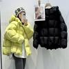 New down cotton clothes women's short cloud puffs hooded square loose fashion women's coat