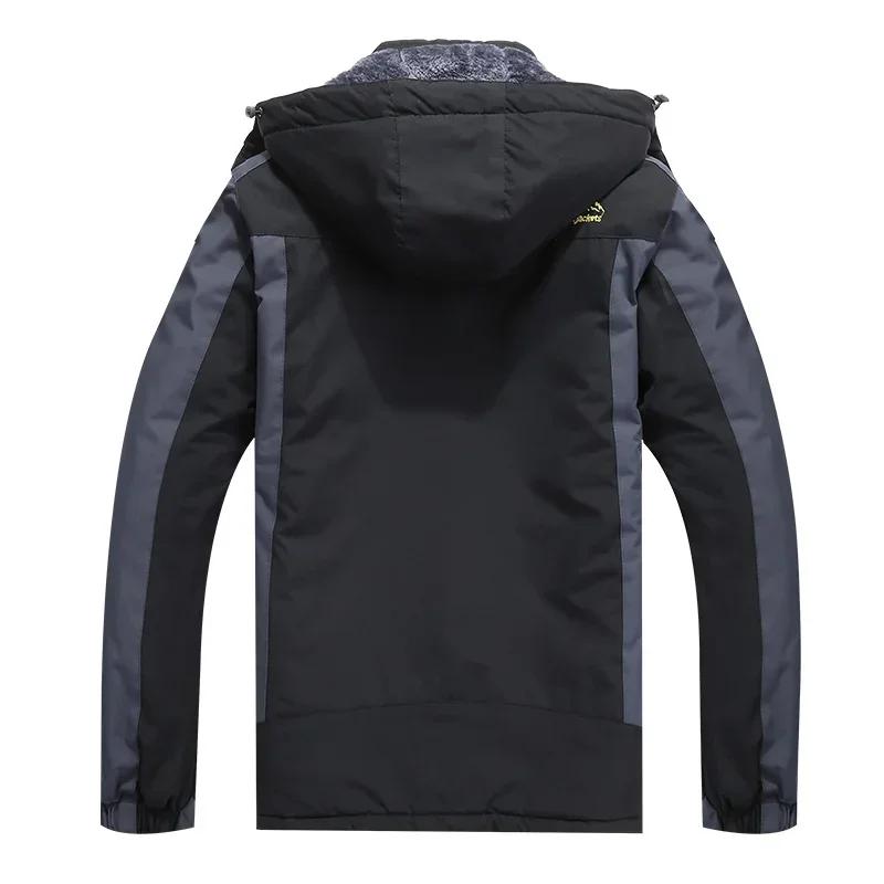 -30 Veste Chaude d'Hiver pour Homme Coupe-vent Imperméable Doublée Polaire Épaissie Manteau à Capuche Outdoor Camping Ski Parka Grande Taille