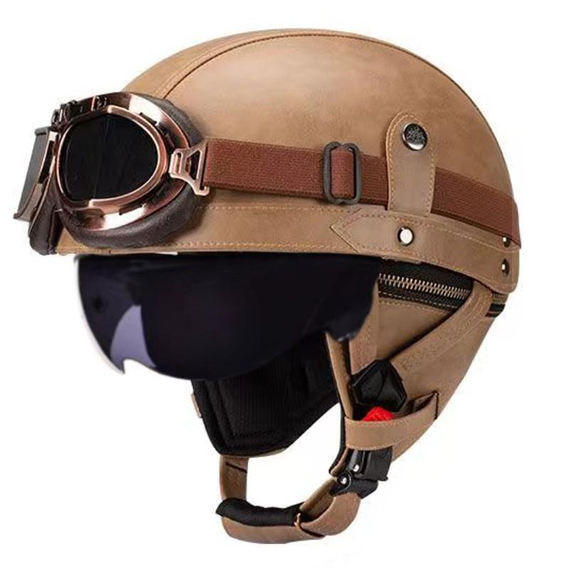 Vintage-Style Open Face Motorcycle Helmet Adults Unisex ABS Half With 3C Certification