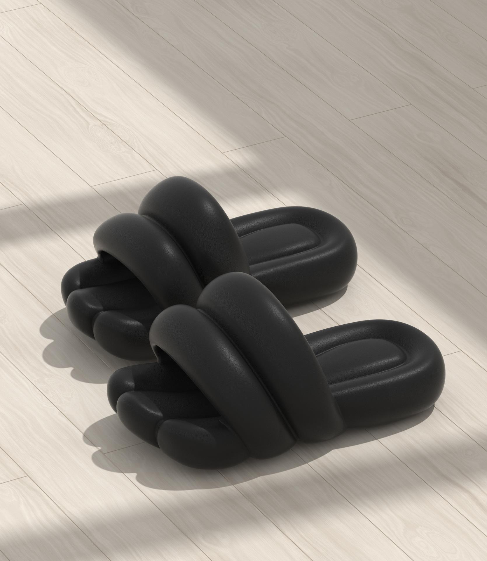 

Fashion EVA Summer Soft Comfortable Slide for Women Men Wear Anti Slip Thick Sole Home Indoor Bathroom Beach Slippers Pantuflas Mujer 36-37 чёрный