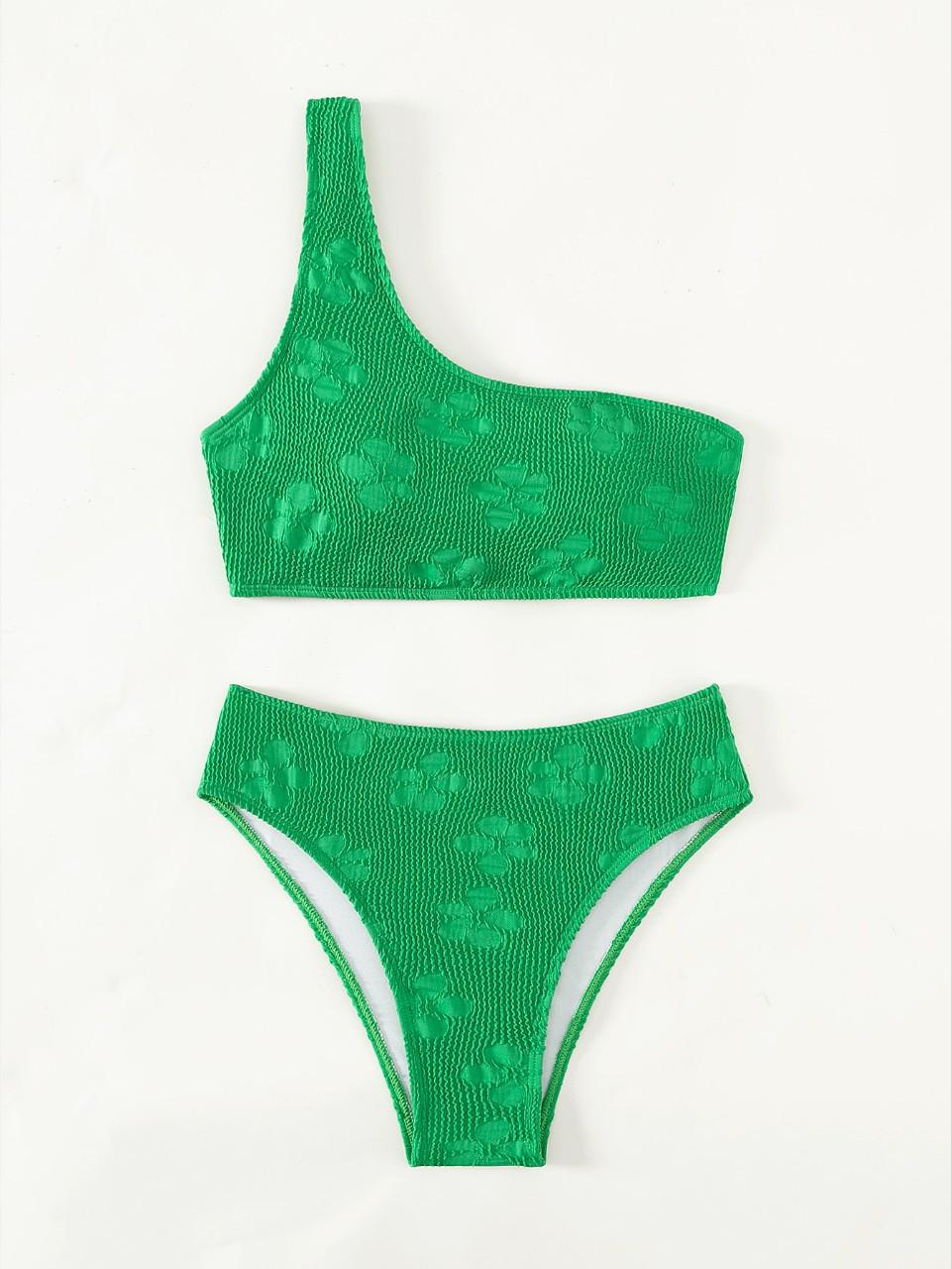 

2023 European & American High-Waisted Split Bandeau Bikini Swimsuit Medium зелёный