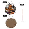 Wooden Halloween Hanging Sign with Spider Web Pumpkin Ghost Cat Skull and Bow for Indoor Outdoor Party Wall Decoration
