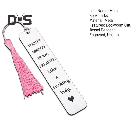 Graviertes Lesezeichen aus Metall, Geschenk „I Don't Watch Porn“, Lesezeichen aus Edelstahl mit Quastenanhänger, Geschenke für Leseratten, Männer und Frauen, Leseliebhaber