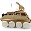 RemoteControl Tank Car Light Wood Finish Cut Wooden Vehicle Kit TurretRotating Top Piece DIY Armored
