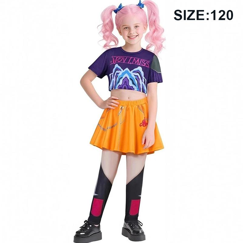 K-Pop Hunter Cossplay Fantasia de Menina Fantasia de Halloween de Cantora Pop Vestido Infantil Fantasia de Palco