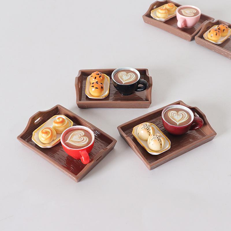 Miniature Pastry Models & Coffee Cup Ornaments for Dollhouse Scene Decorations